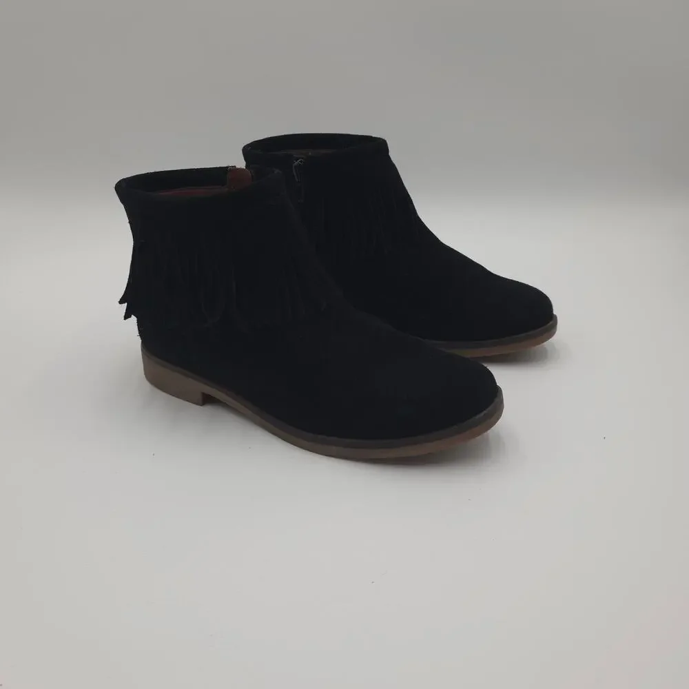 Lucky Brand Women's Galley Fringe Suede Black Bootie Size 7